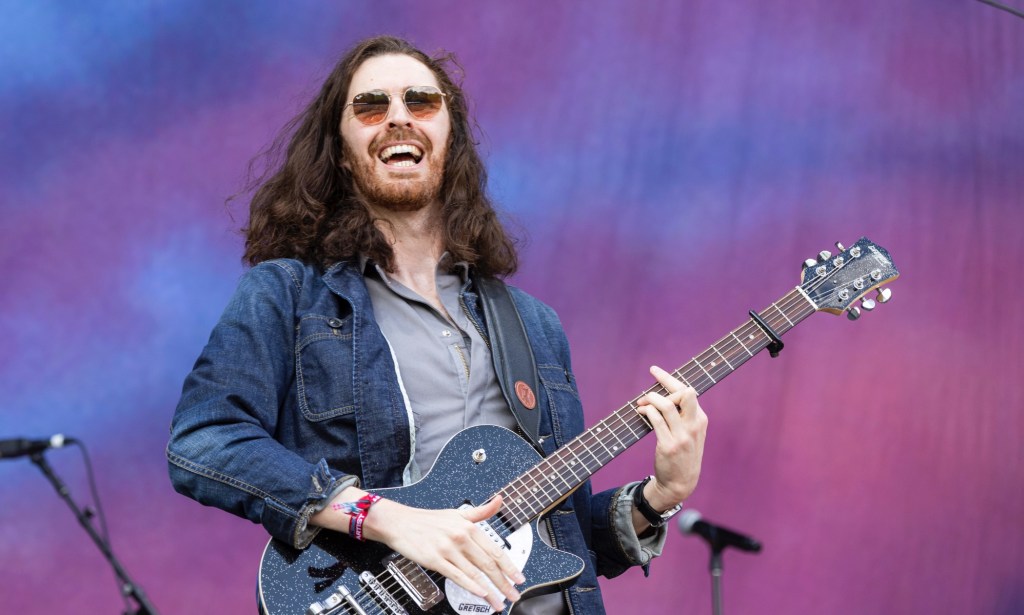 Hozier performing. 