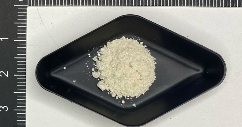 A picture of a powdered drug being sold as MDMA.