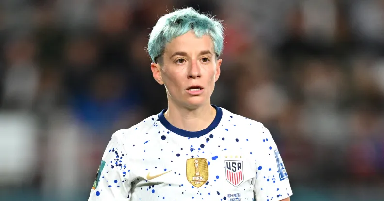 AUCKLAND, NEW ZEALAND - AUGUST 01: Megan Rapinoe of USA is seen during the FIFA Women's World Cup Australia & New Zealand 2023 Group E match between Portugal and USA at Eden Park on August 01, 2023 in Auckland / Tāmaki Makaurau, New Zealand. (Photo by Hannah Peters - FIFA/FIFA via Getty Images)