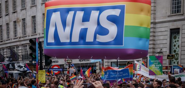 An NHS float at a Pride event in the UK.