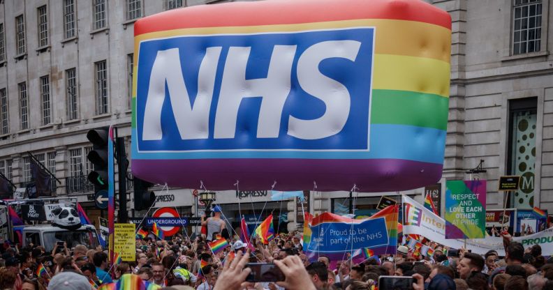 An NHS float at a Pride event in the UK.