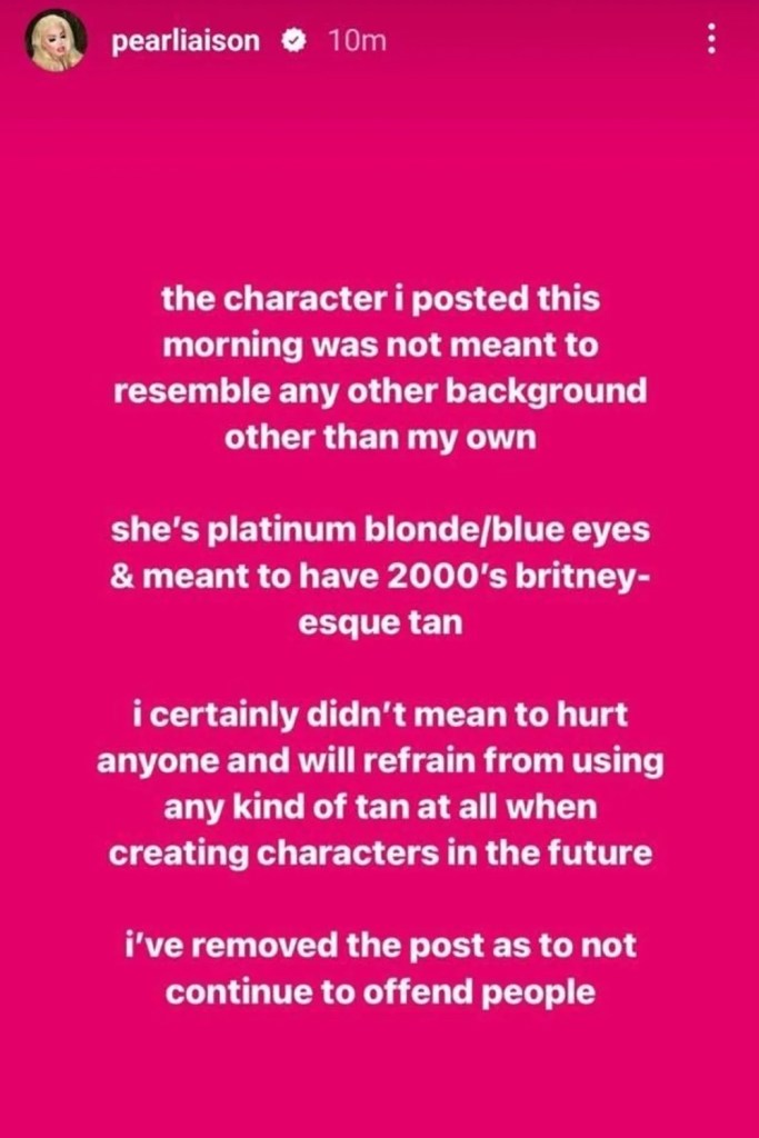 Pearl's official Instagram story statement. (Instagram/@pearlliasion)