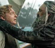 Rhys Darby as Stede (L) and Taika Waititi as Blackbeard (R) in Our Flag Means Death.