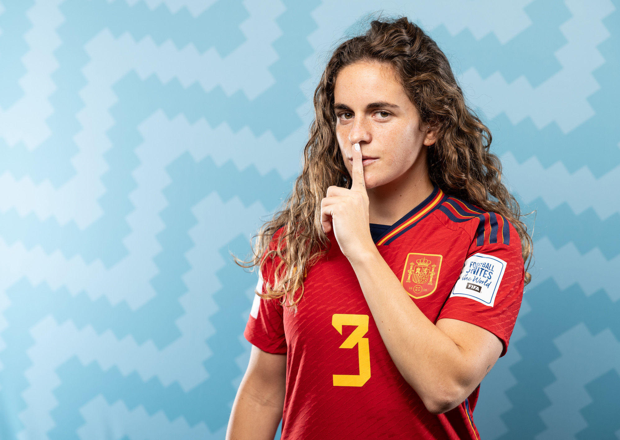 Spain LGBTQ player Teresa Abelleira poses during the official FIFA Women