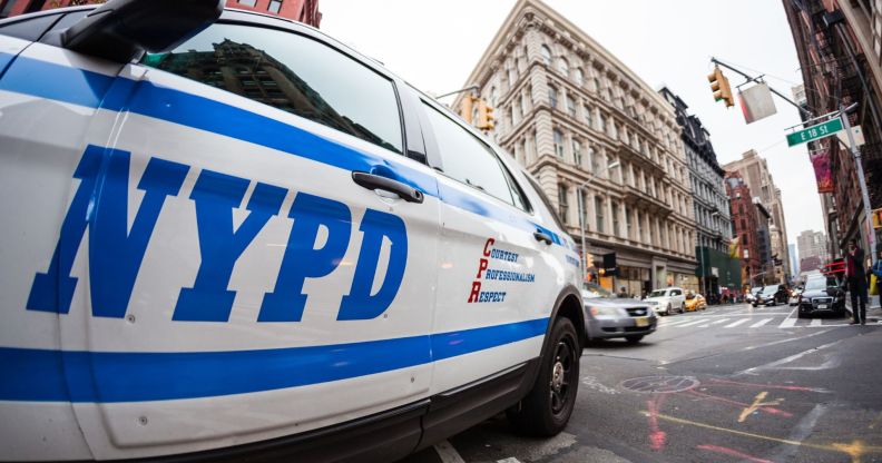 Close-up of an NYPD police car in New York