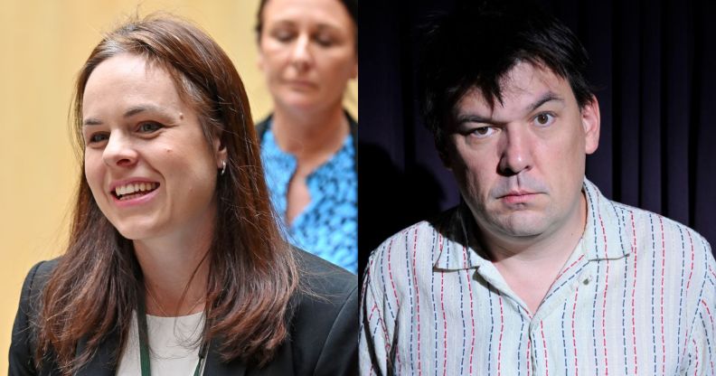 Composite image showing MSP Kate Forbes and comedy writer Graham Linehan