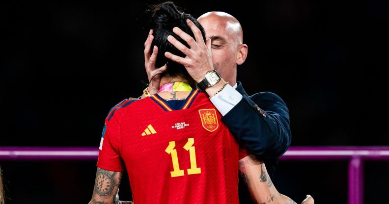 Spanish football federation boss Luis Rubiales kisses Jenni Hermoso on the lips without her consent during the World Cup final