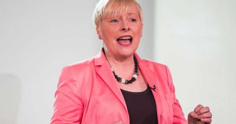 Angela Eagle speaking during a conference.