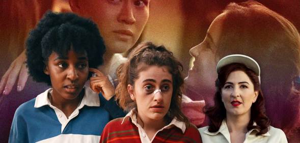 A composite of characters from lesbian-centred TV and film including Bottoms, a League of Their Own and Warrior Nun