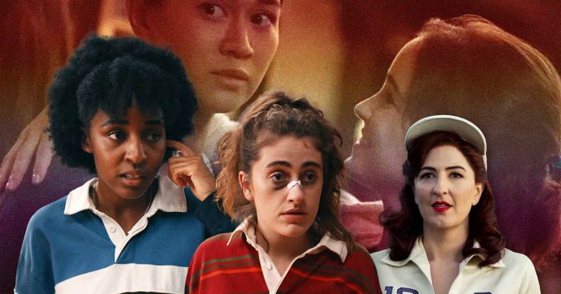 A composite of characters from lesbian-centred TV and film including Bottoms, a League of Their Own and Warrior Nun