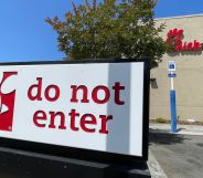 A sign at a Chick-fil-A store reading "do not enter"