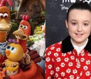 Bella Ramsey stars as Ginger and Rocky's child Molly (centre) in Chicken Run: Dawn of the Nugget