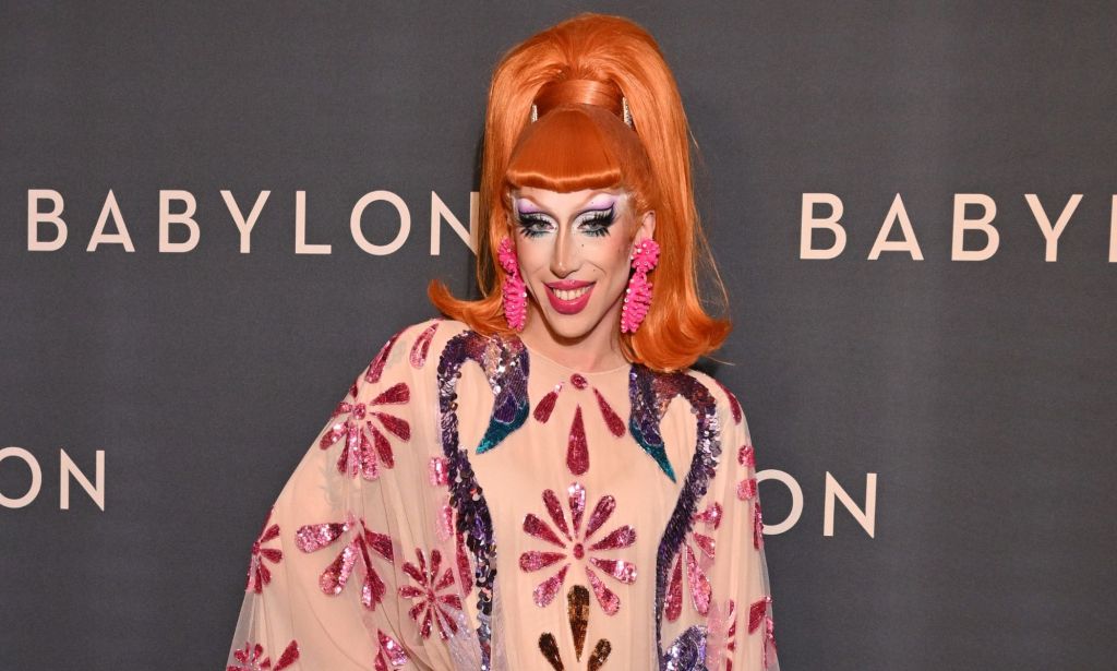 Drag Race France winner Paloma in a ginger wig and sheer caftan. 