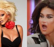 On the left, RuPaul in a promo image for Drag Race UK season 5. On the right, a still of Tomara Thomas looking shocked from episode one of Drag Race UK season 5.