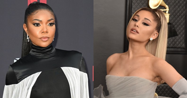 Gabrielle Union (L) and Ariana Grande (R) join almost 200 creatives signing an open letter against book bans
