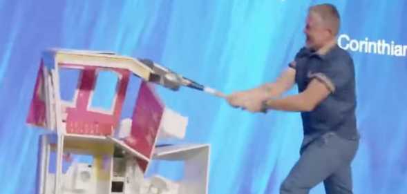 Pastor Greg Locke smashed a Barbie Dream House to smithereens