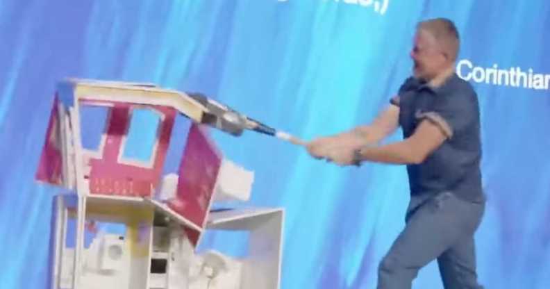 Pastor Greg Locke smashed a Barbie Dream House to smithereens