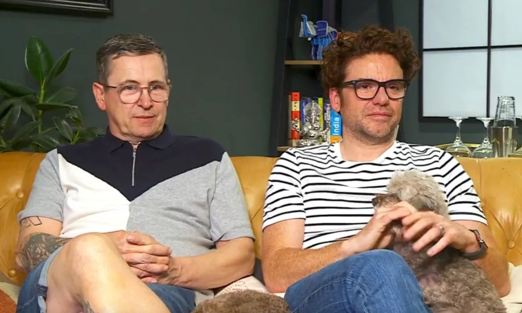 Gogglebox stars Stephen Webb and Daniel Lustig in a screenshot from the show.