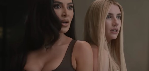 Kim Kardashian (L) and Emma Roberts (R) star in American Horror Story: Delicate.