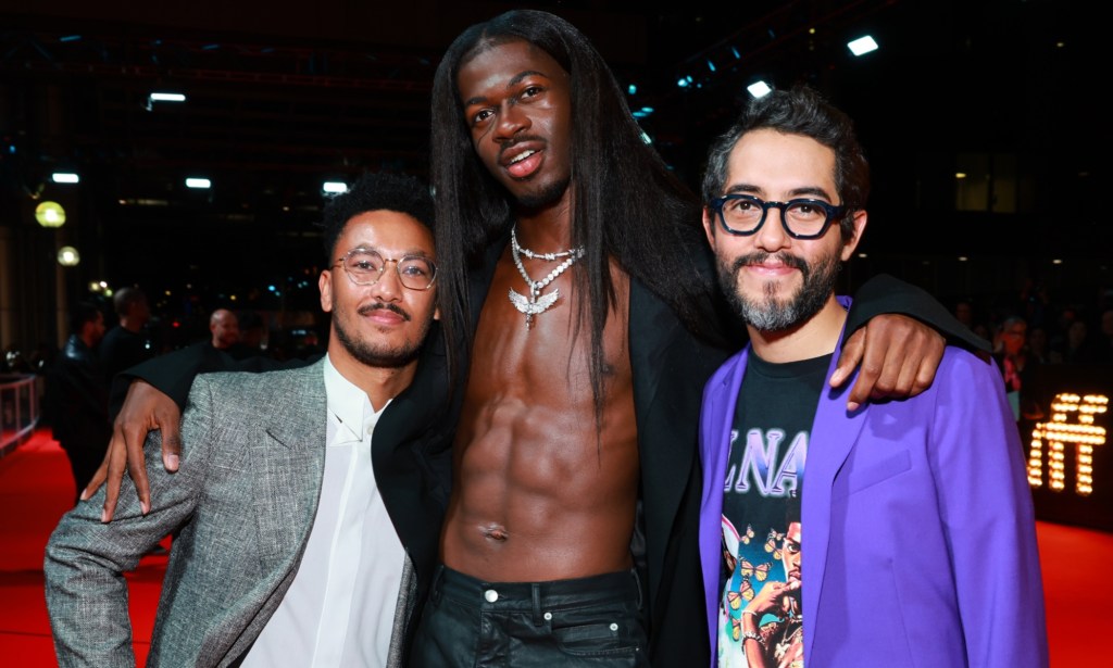 Lil Nas X with documentary co-directors Zac Manuel and  Carlos Lopez Estrada. 