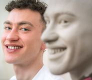 Olly Alexander with the head of his Madame Tussauds wax figure.