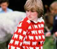 Diana, Princess of Wales wearing 'Black sheep' wool jumper by Warm and Wonderful (Muir & Osborne) to Windsor Polo, June 1981.