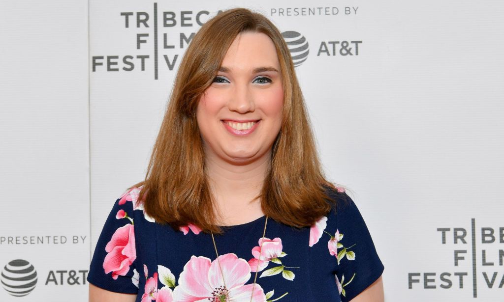 Sarah McBride during a red carpet press event.