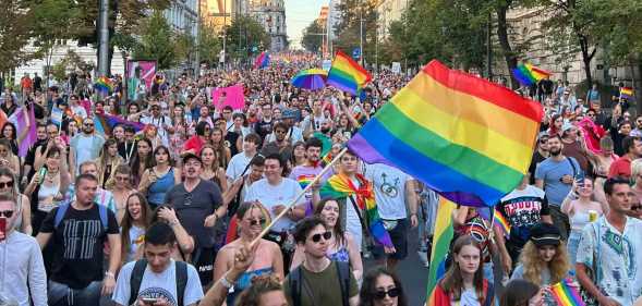 Hundreds of LBGTQ+ activists gathered in the Serbian capital to celebrate Pride on Saturday, 9 September.