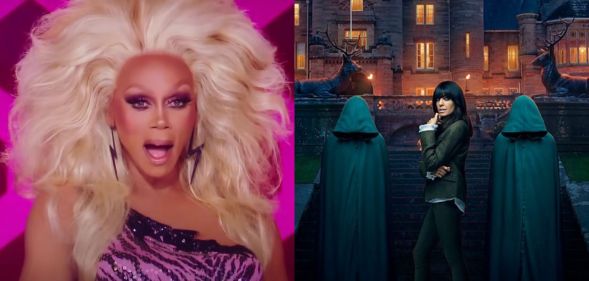 On the right, RuPaul on Drag Race. on the left, a promotional photo of The Traitors UK.