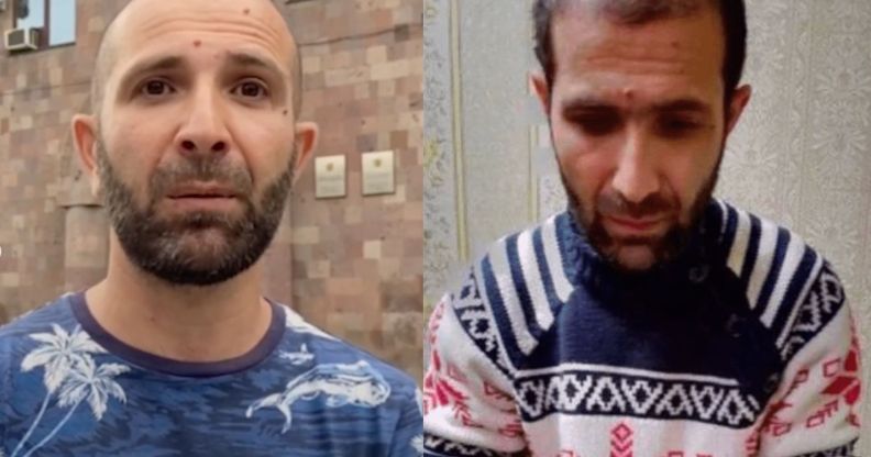 Side by side pictures of Salman Mukaev, a man who fled Chechnya after he was arrested and tortured by authorities over false accusations that he's gay