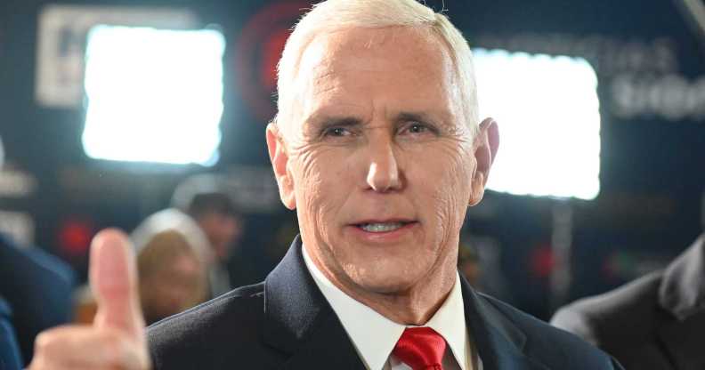 Mike Pence heckled by man claiming they are both gay.