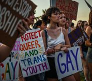 A group of Floridian young adults protest the wave of anti-LGBTQ+ attacks in the state.