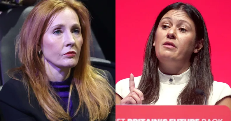 An edited image showing JK Rowling and Lisa Nandy.