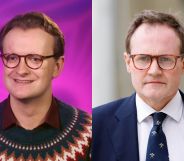 A split image of drag queen Kate Butch and Tom Tugendhat.
