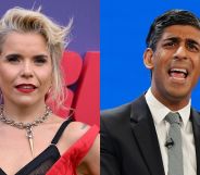 On the left, Paloma Faith. On the right, Rishi Sunak at the Conservative Party Conference.