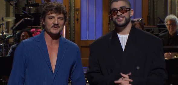Pedro Pascal (left) and Bad Bunny (right) during the opening monologue of Saturday Night Live