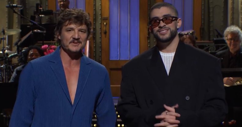 Pedro Pascal (left) and Bad Bunny (right) during the opening monologue of Saturday Night Live