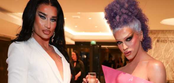 RuPaul's Drag Race UK stars Tomara Thomas and Alexis Saint-Pete at the 2023 PinkNews Awards.