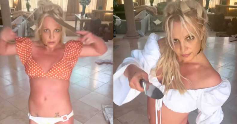 Britney Spears dancing with prop knives.