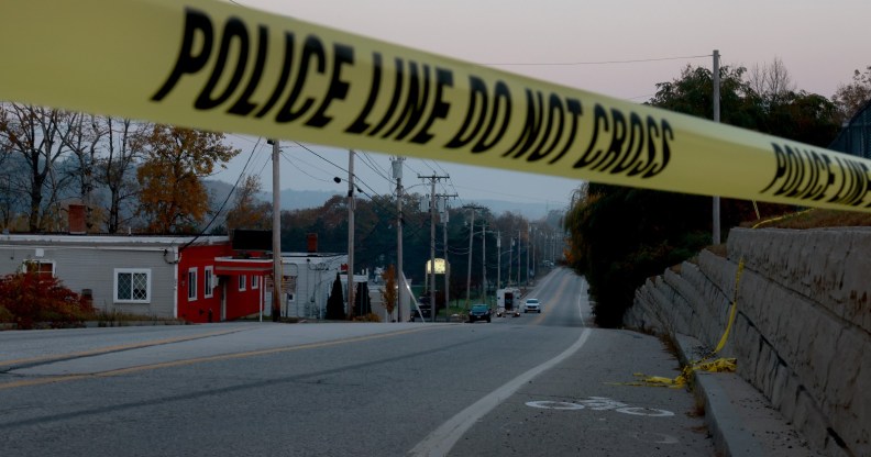 Police tape in Lewiston, Maine