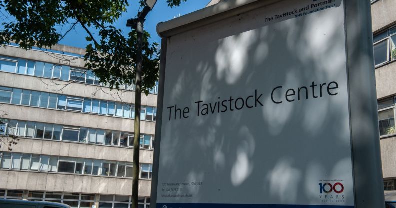 A picture of the sign outside The Tavistock Centre, which was the sole provider of gender identity services and healthcare for trans youth and children on NHS England