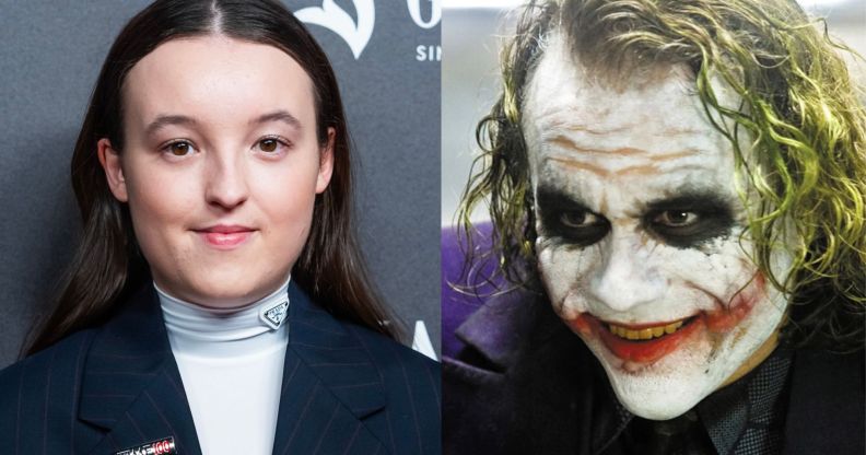 Bella Ramsey (left) and Heath Ledger as the Joker (right).