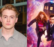 Kit Connor in a grey polo shirt (left) and a promotional image for the 60th anniversary specials of Doctor Who (right).