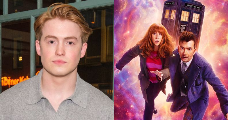 Kit Connor in a grey polo shirt (left) and a promotional image for the 60th anniversary specials of Doctor Who (right).
