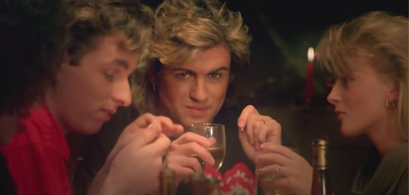 George Michael in the music video for Wham! Christmas song Last Christmas.