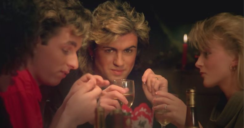 George Michael in the music video for Wham! Christmas song Last Christmas.