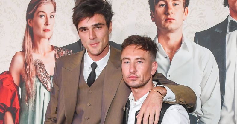 Jacob Elordi and Barry Keoghan at the premiere of Saltburn in Los Angeles.
