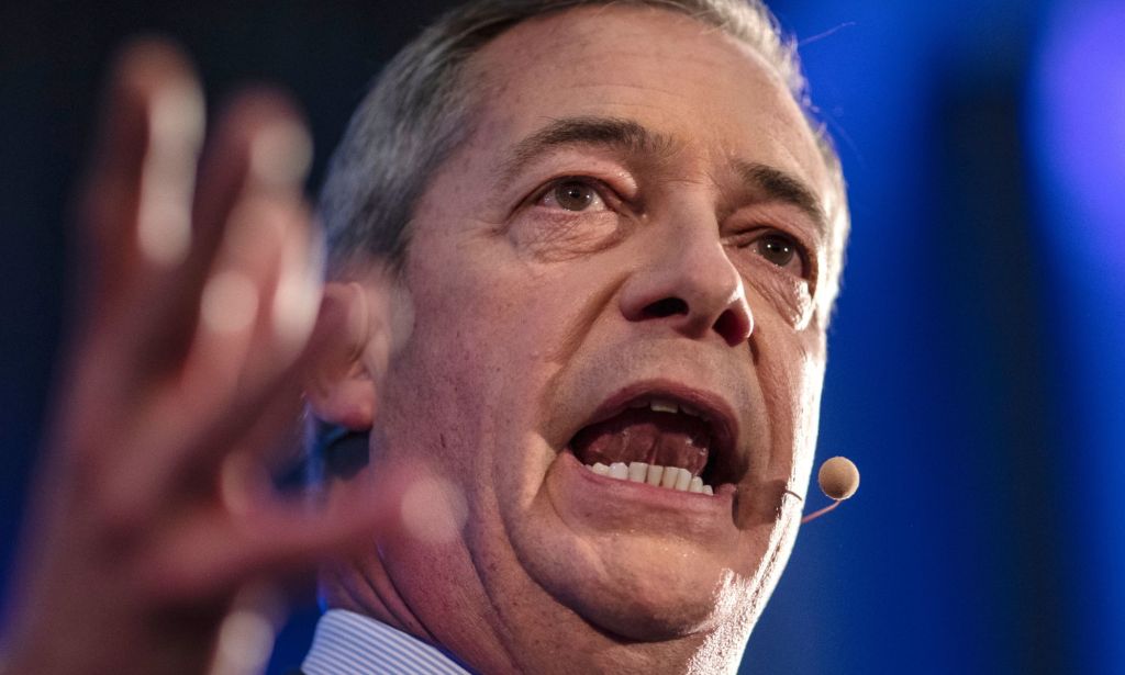 Nigel Farage speaking at an event.