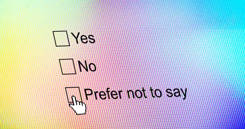 A questionnaire with the options 'Yes', 'No', and 'Prefer Not To Say' visible