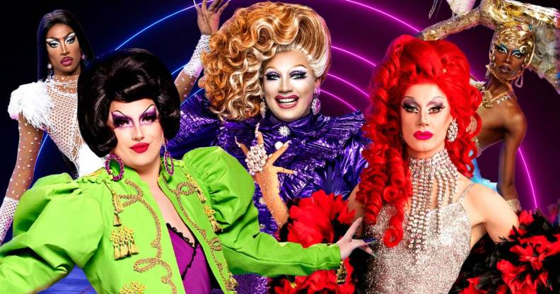 From left to right: RuPaul's Drag Race UK queens Tayce from season two, Choriza May from season three, Ginger Johnson from season five, Divina De Campo from season one and Black Peppa from season four